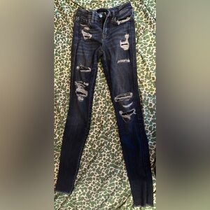 Flying Monkey Distressed Dark Blue Skinny Jeans